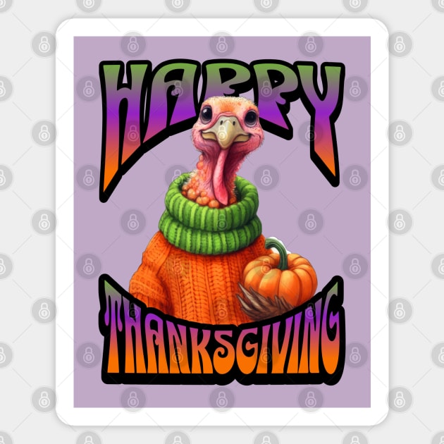 Groovy Psychedelic & Colorful Turkey Thanksgiving Family design Magnet by Tintedturtles